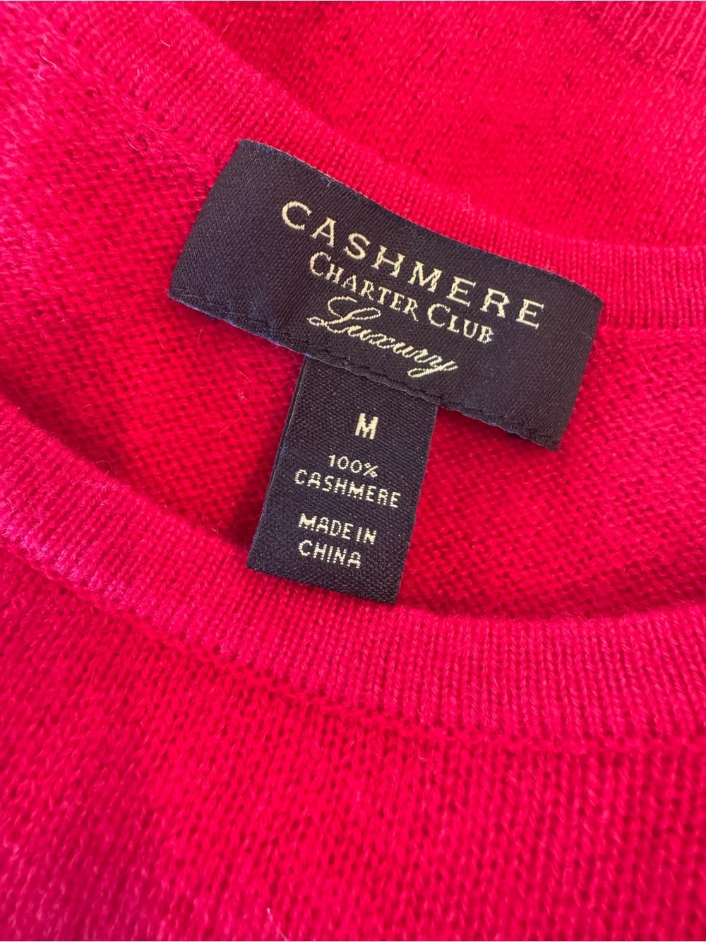 Cashmere Charter Club Soft Luxury Bright Red Crewneck Lightweight Sweater - Picture 6 of 9